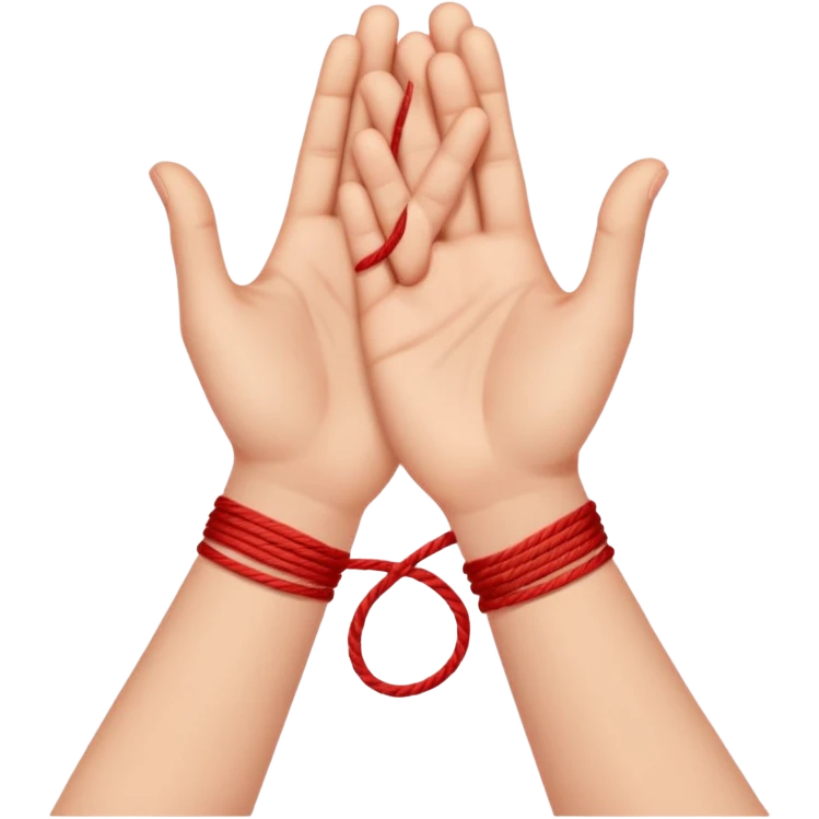 Dos manos entrelazadas con una hilo rojo emoji