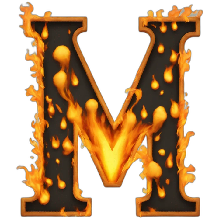big letter M that is on fire emoji