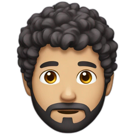 A guy with dark brown beard short curly hair headphone emoji