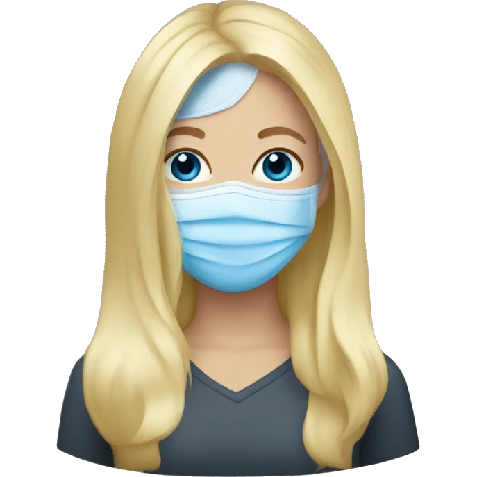 blonde with blue eyes wearing a face mask emoji