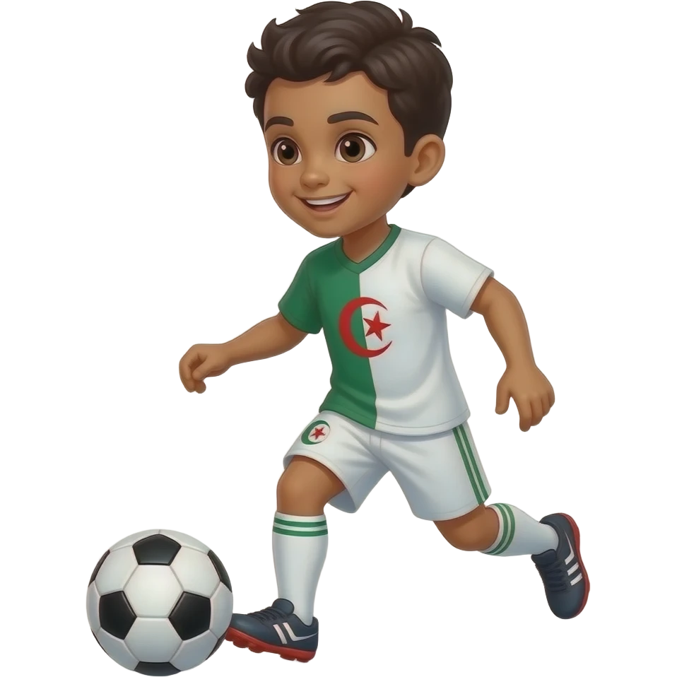 algerian kid playing soccer emoji