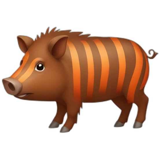 brown boar with orange stripes in face emoji