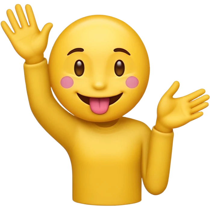 Create an emoji with its tongue out and it’s hands to the side  emoji