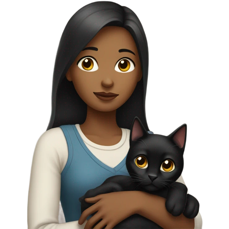 woman holds black cat emoji