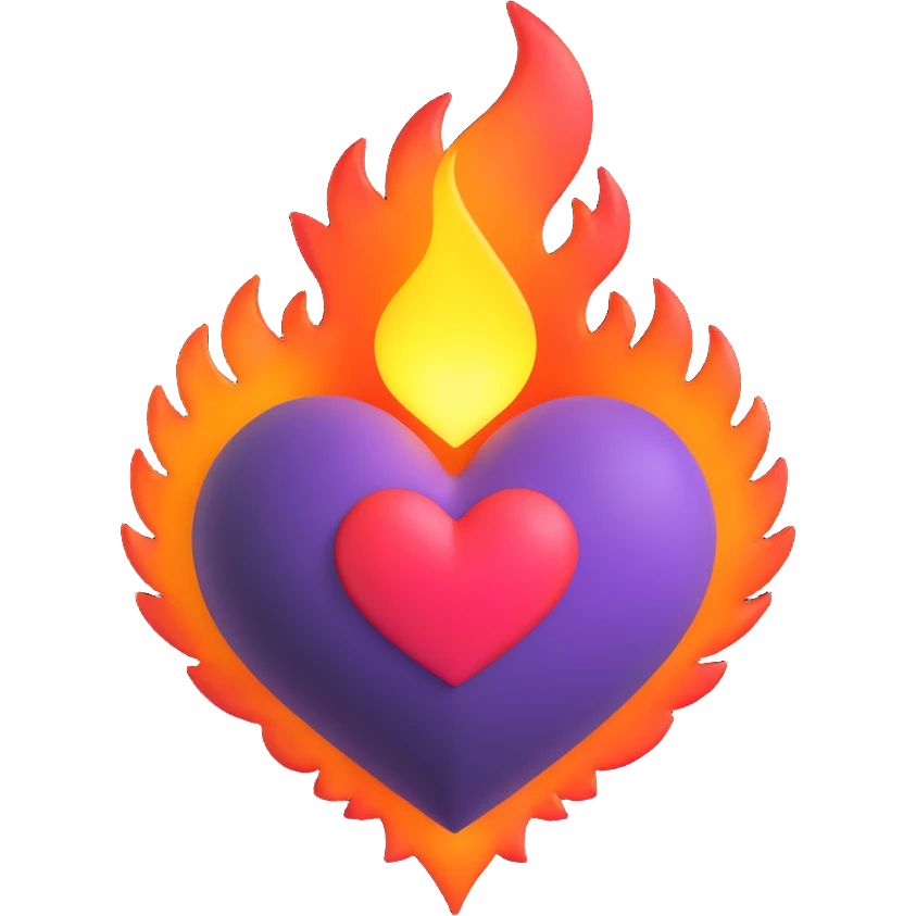 heart with flickering flames and a radiant aura emoji