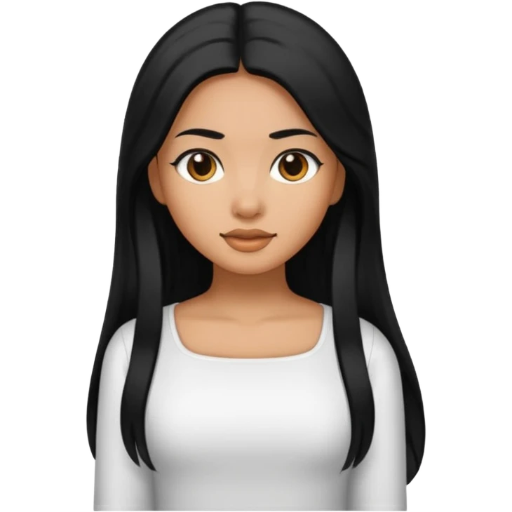 A caramel skin girl with long black hair and a square neckline shirt emoji