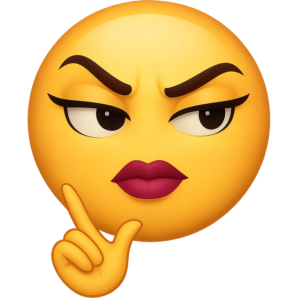 slay emoji, fierce side-eye, empowered vibe, no background emoji