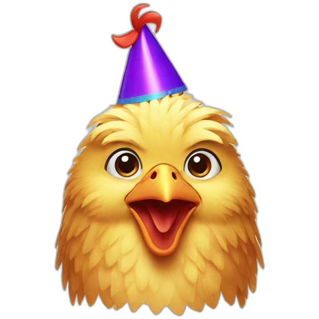 chicken with a party hat emoji