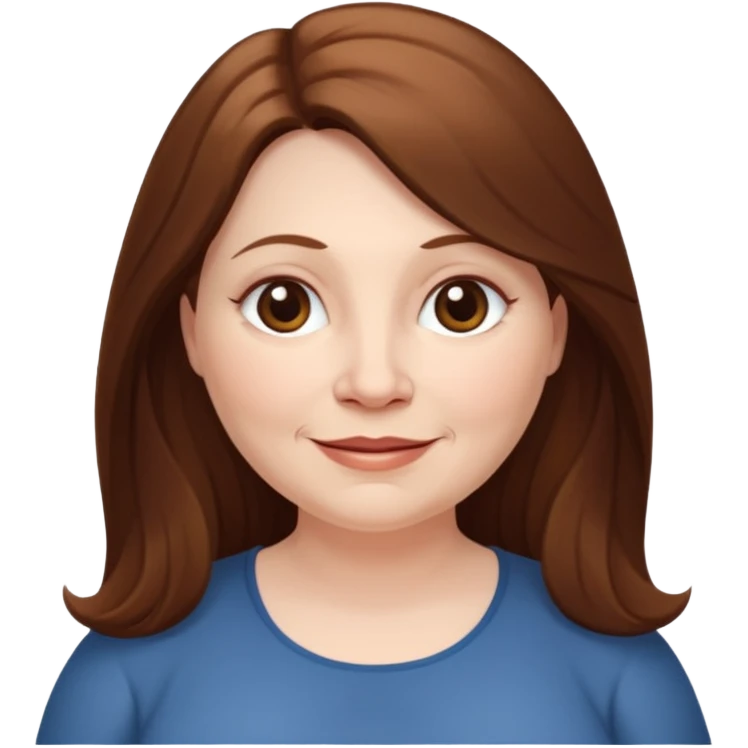 50 yr old white woman pale long brown hair small smile chubby emoji