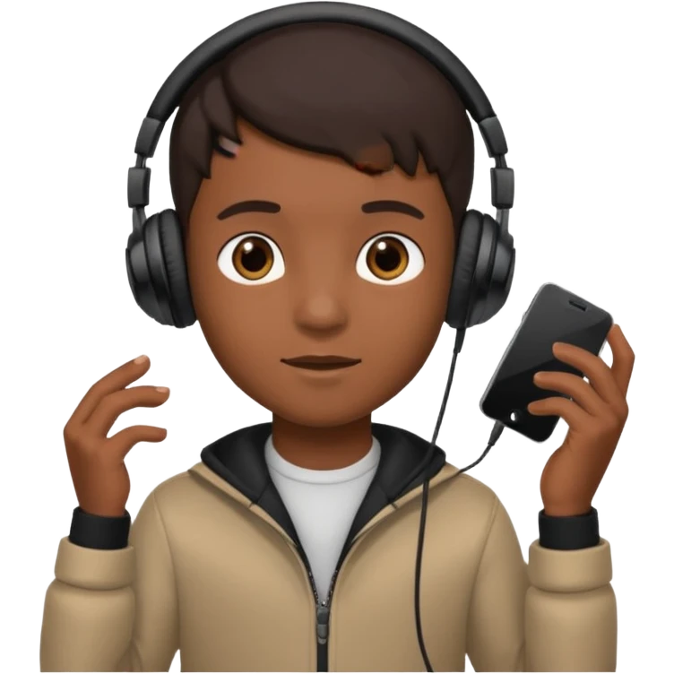 a boy with headphone in his hand emoji