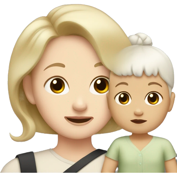 White mom and Asian baby emoji