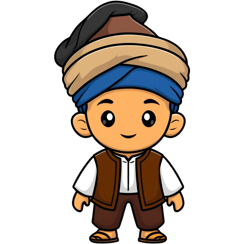 Kurdish boy with traditional hat emoji