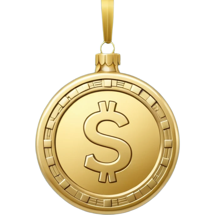 money themed christmas ornament hanging from a thread emoji