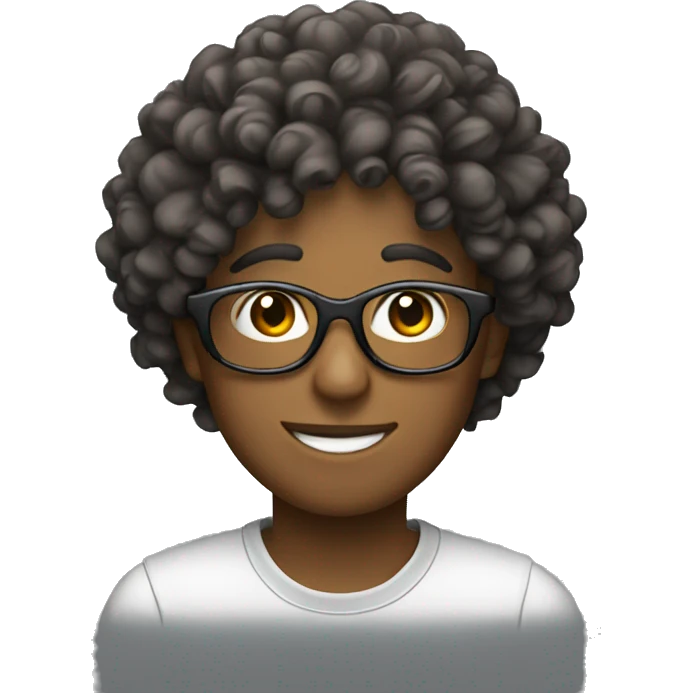 Curly hair and long and glasses  emoji