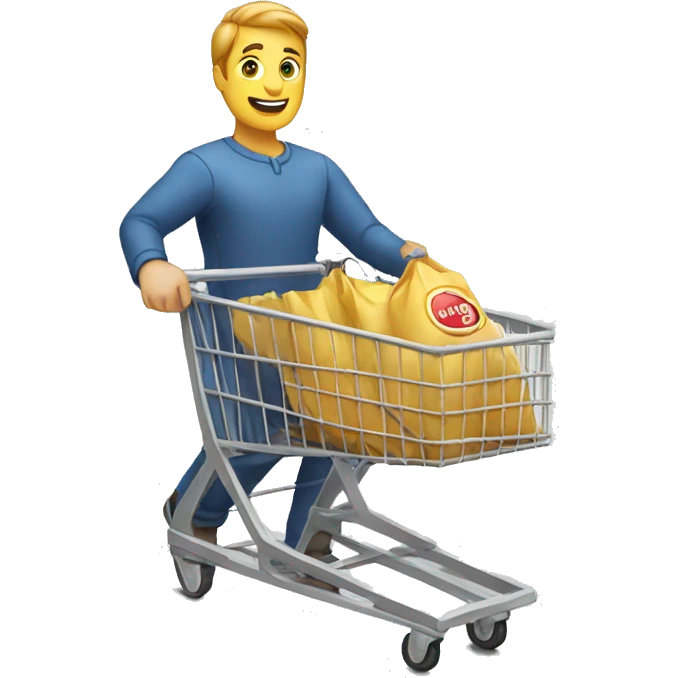 white man is going with product cart emoji