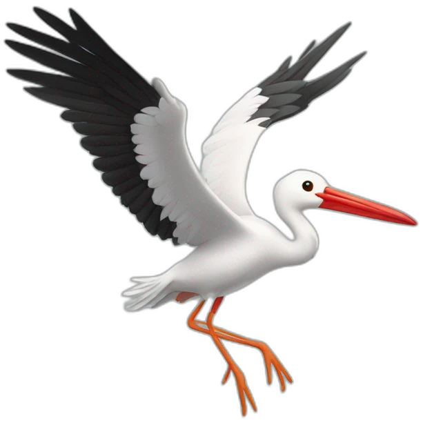 Flying stork with red beack emoji