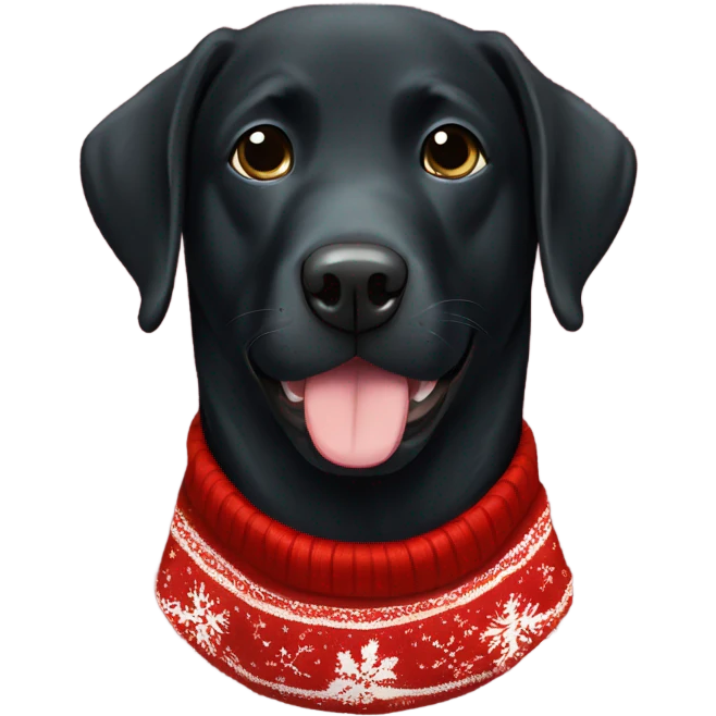 black lab in an ugly christmas sweater emoji