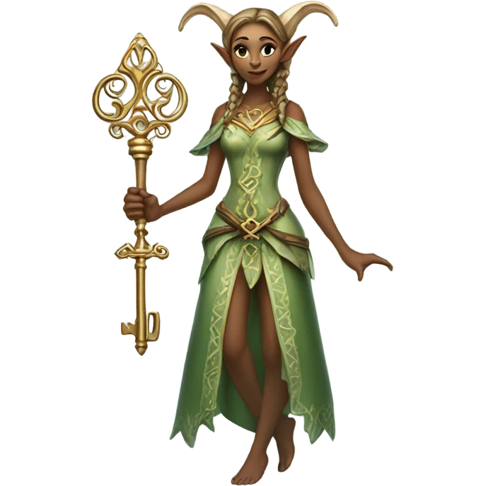 an elf woman login holding a big key emoji