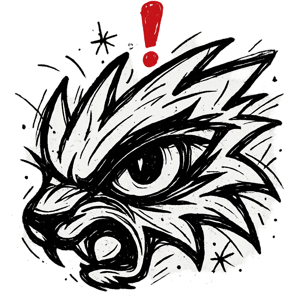 stylized fierce lion eye with red warning indicator above it, bold dynamic style, inspired by League of Legends ultimate ability icon emoji