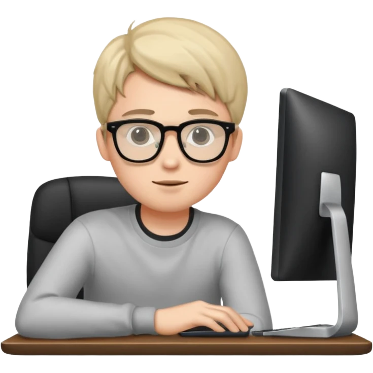 young man sitting behind computer emoji