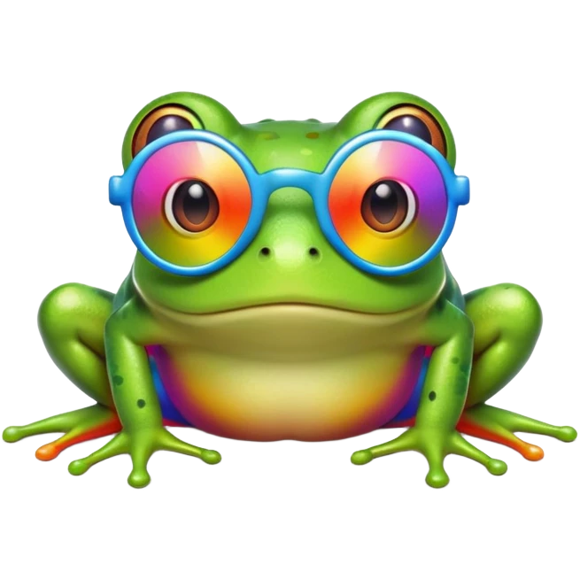 Frog with rainbow glasses emoji