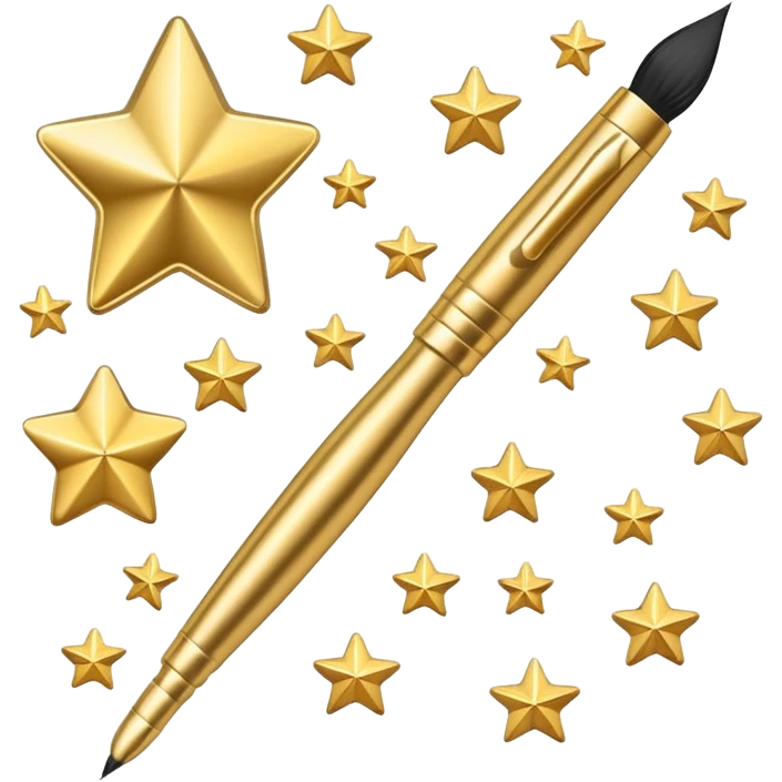 combine painting brush pen with shiny stars emoji