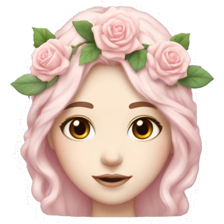 soft pastel pink girl with flower crown and roses white pale skin  emoji