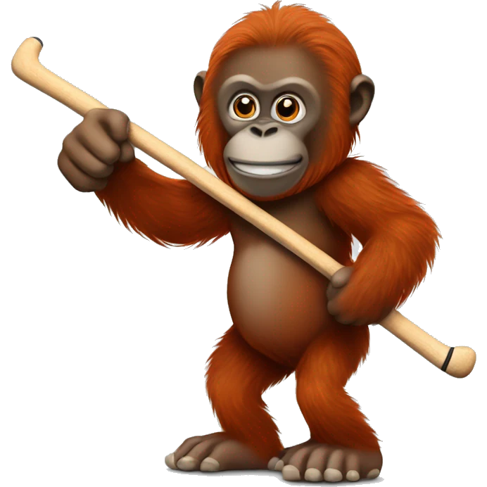 Orangutan holding hockey stick emoji