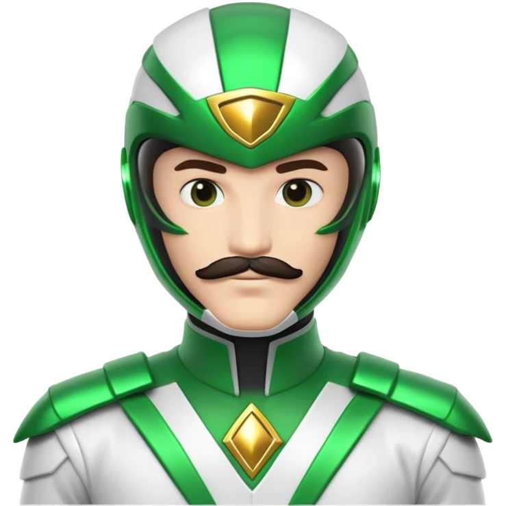 Green power ranger with white suit instead of green, with a visible mustache under the helmet emoji