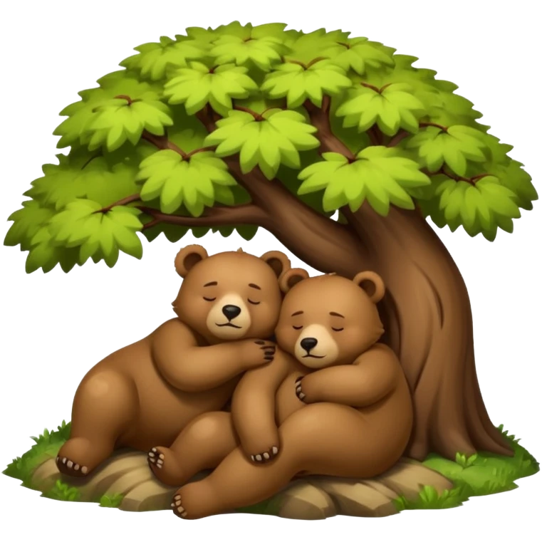 two bears sleeping together under a tree emoji