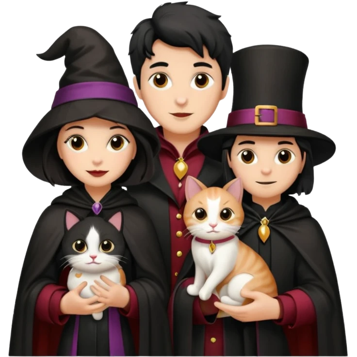 magician couple and their pet cat emoji