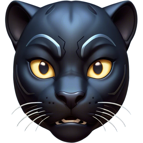 Cinematic Comical Panther Portrait Emoji, Head tilted dramatically with an exaggeratedly shocked expression, featuring a sleek, muscular body with wide, comically expressive eyes full of humorous disbelief, Simplified yet hilariously expressive features, highly detailed, glowing with a slightly sassy dark glow, high shine, dramatic yet playful, stylized with an air of quirky feline attitude, soft glowing outline, capturing the essence of a meme-worthy panther that looks ready to side-eye its way into viral fame! emoji