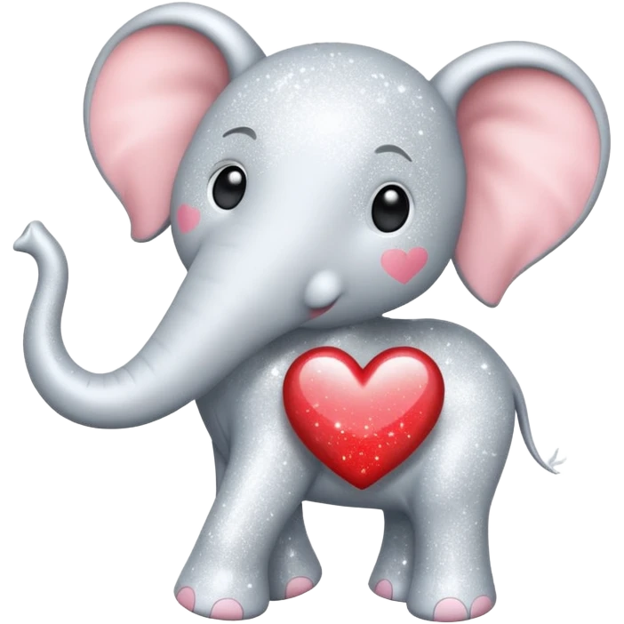 White Elephant with a glitter heart  emoji