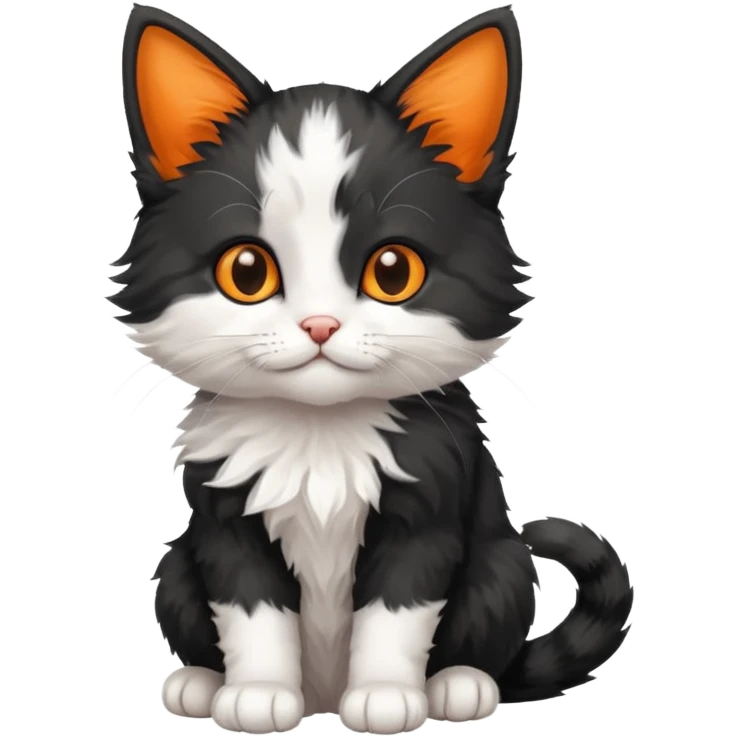 a sitting black and white with orange kitten emoji