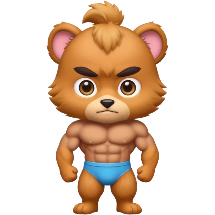 muscular furry bara, cute emoji, chibi proportions, big eyes, soft colors emoji