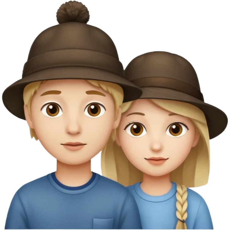 Girl boy emwearing hat emoji