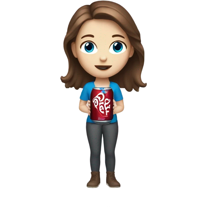 White girl blue eyes brown hair drinking vanilla doctor pepper emoji