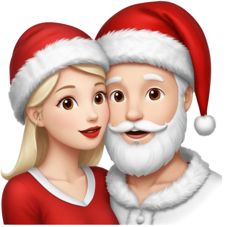 a handsome man and a pretty woman kiss each other Christmas vibe emoji