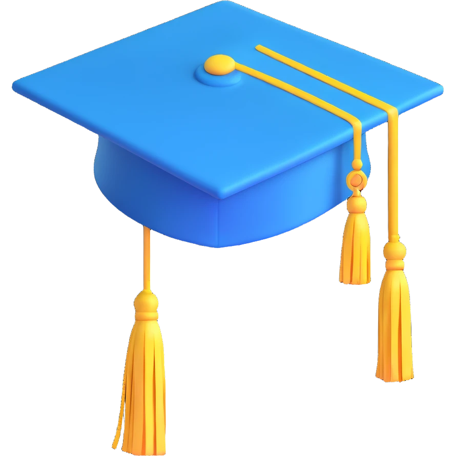 blue graduation cap with yellow tassel emoji
