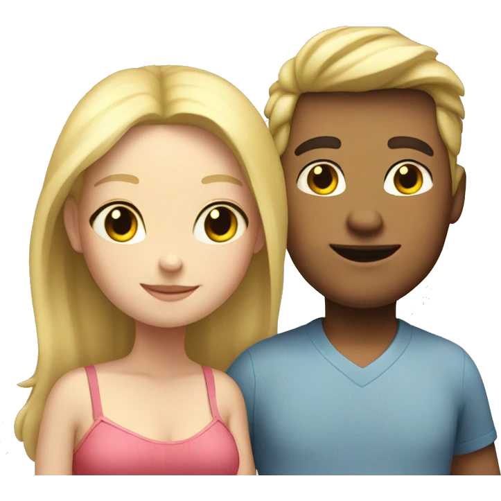 fat boy next to Beautiful blond girl emoji