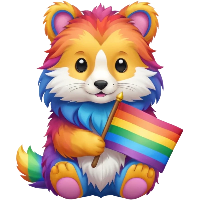 Rainbow flag hold by a animal emoji