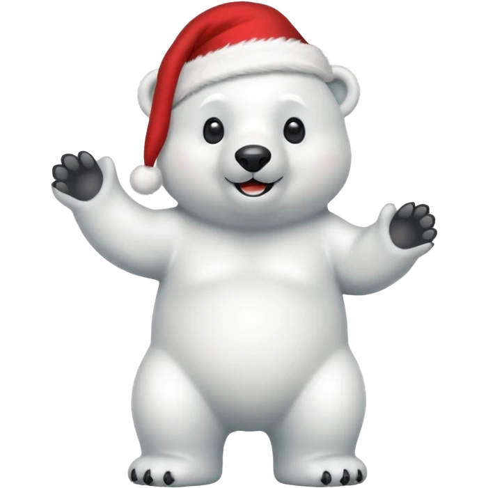 full body polar bear with christmas hat on emoji
