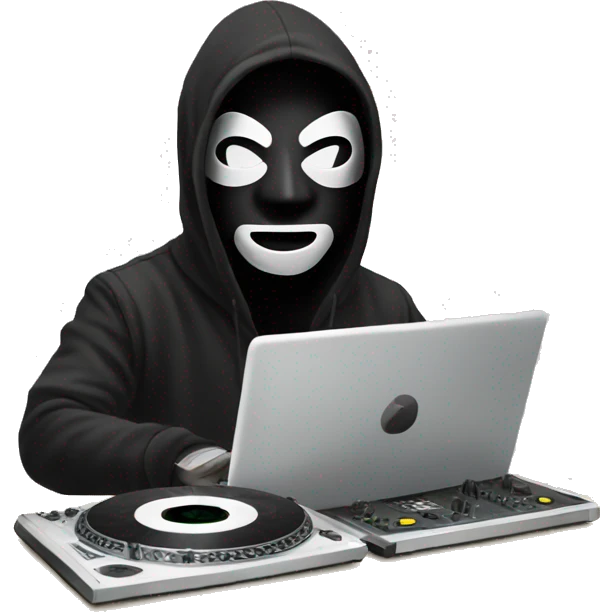 Masked Hacker with DJ board emoji