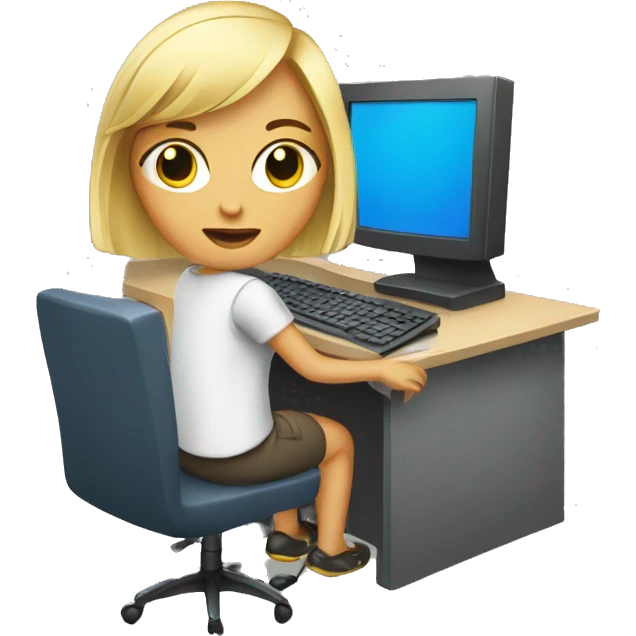 Blond girl working on computer emoji