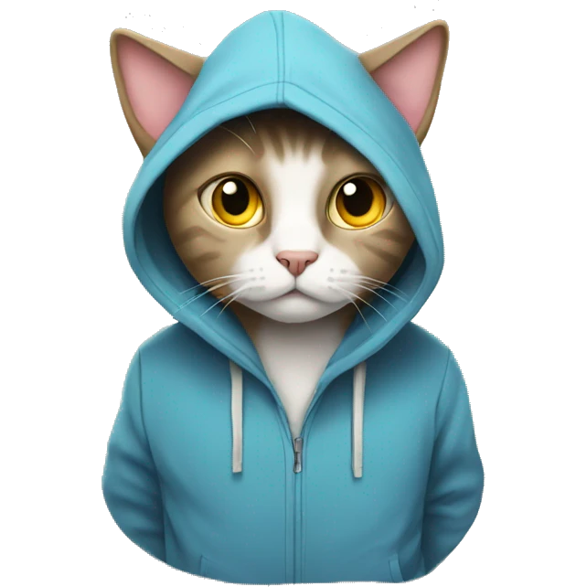 Confused cat with a hoodie emoji
