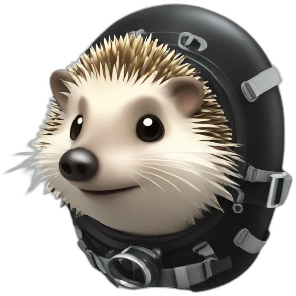 hedgehog in black rubber shiny diving suit emoji