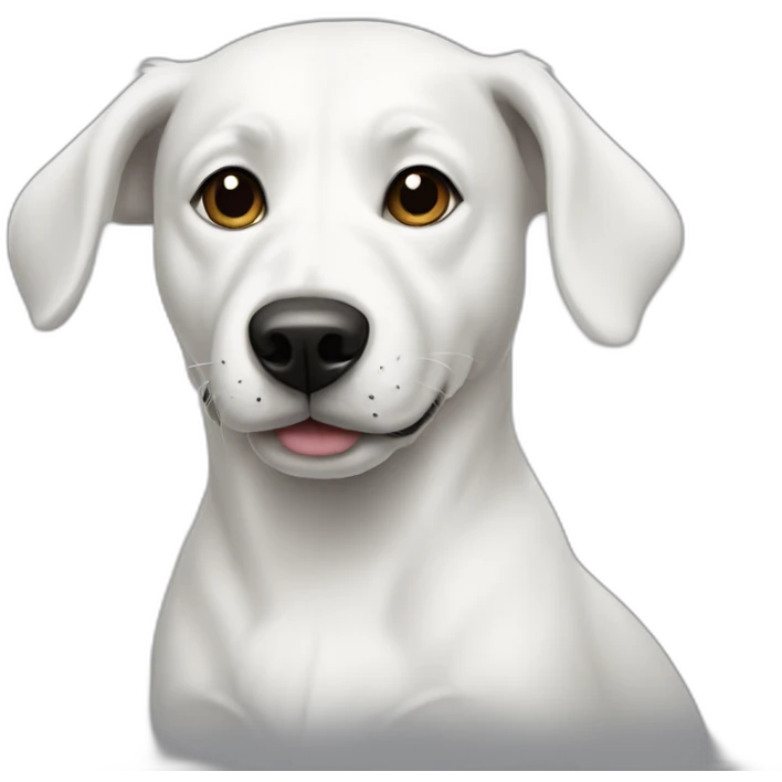 white dog with black ear and black spot on half of the face emoji