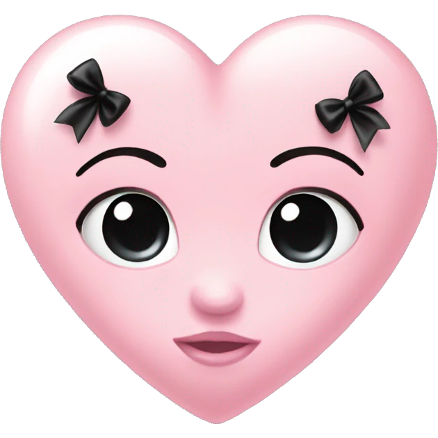 baby pink heart with mini black bows emoji