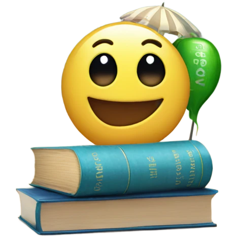 emoji with Sprite at the beach and textbooks emoji