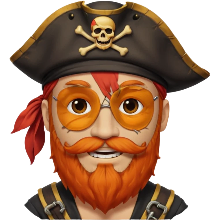Pirata con un parche que le cubra un ojo de color negro y con barba anaranjado emoji
